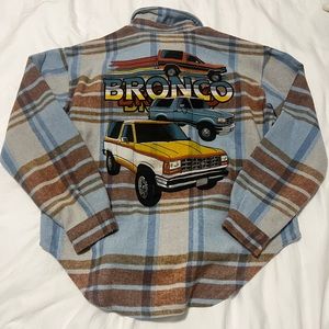 Blue and Brown Plaid Bronco Flannel